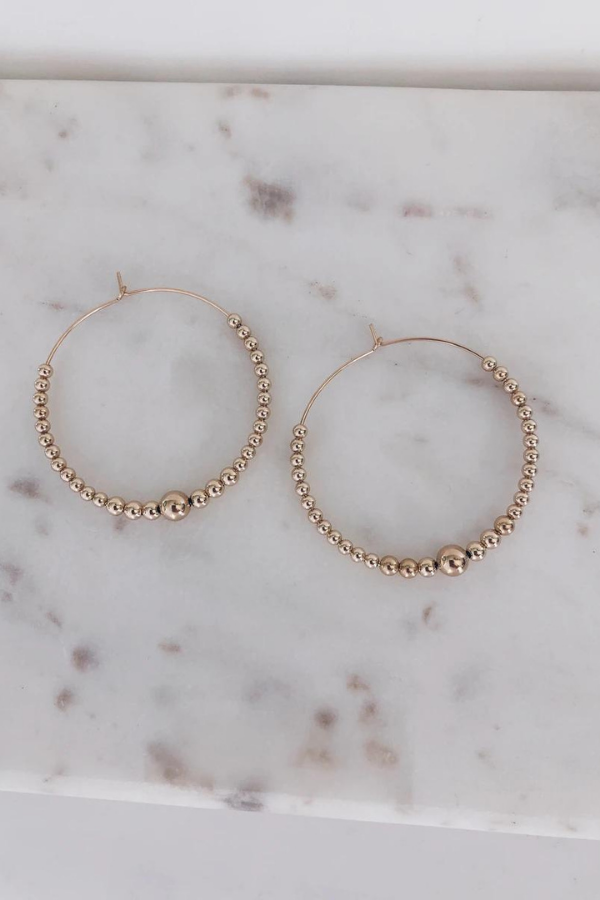 MAC & RY JEWELRY - GOLD BEADED HOOPS