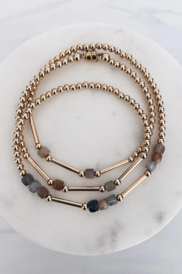 MAC & RY JEWELRY - SQUARE GEMSTONE WRAP BRACELET