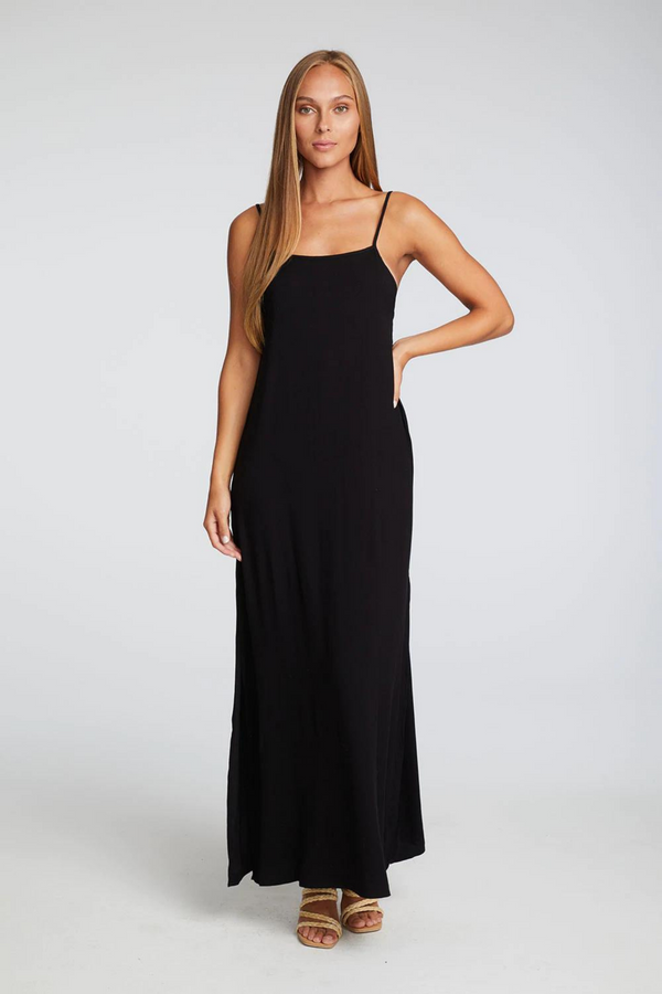 CHASER BRAND - HEIRLOOM WOVENS LOW BACK STRAPPY SIDE SLIT MAXI DRESS