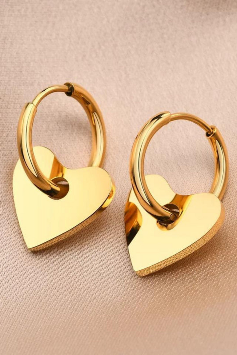 Single Heart Star Cutting Gold Earrings - Bawa Jewellers