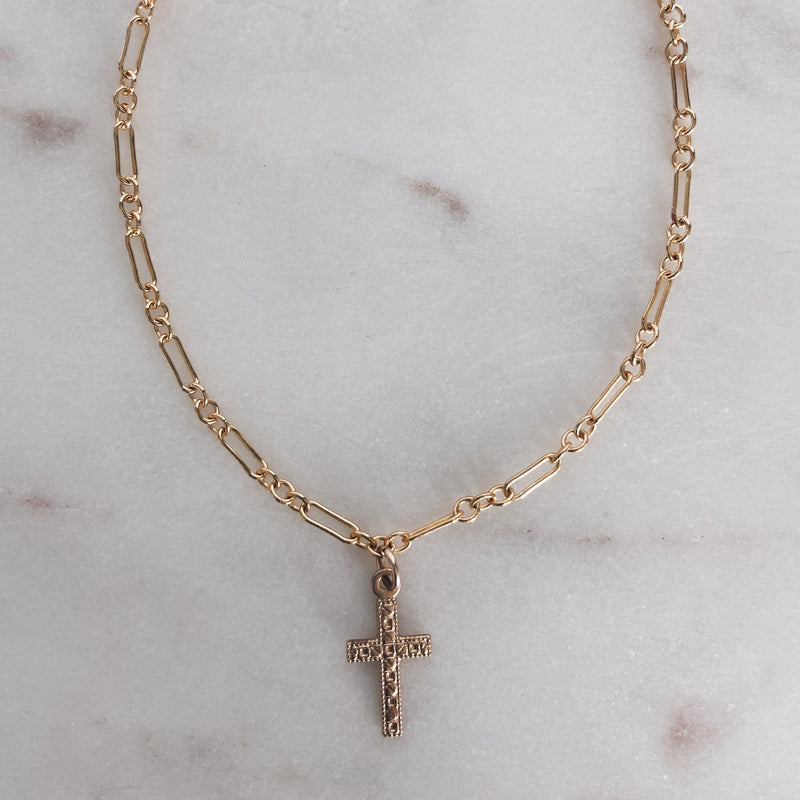 MAC & RY JEWELRY - 14K GOLD FILLED CROSS ANKLET