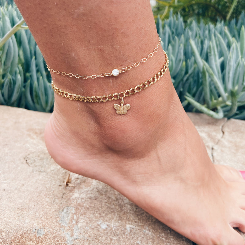 MAC & RY JEWELRY - 14K GOLD FILLED CUBIC ZIRCONIA ANKLET