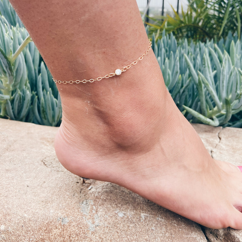 MAC & RY JEWELRY - 14K GOLD FILLED CUBIC ZIRCONIA ANKLET
