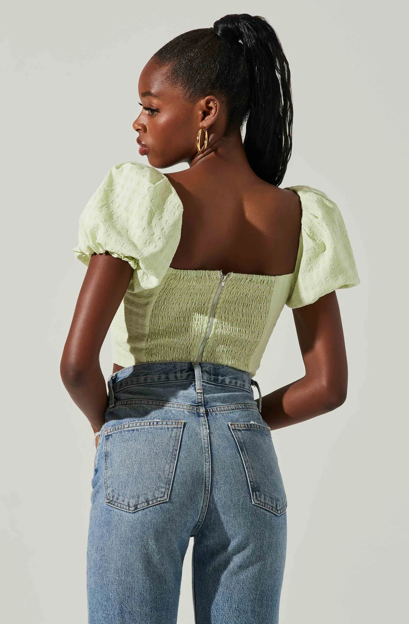 ASTR THE LABEL - PAOLA SWEETHEART BUSTIER PUFF SLEEVE TOP