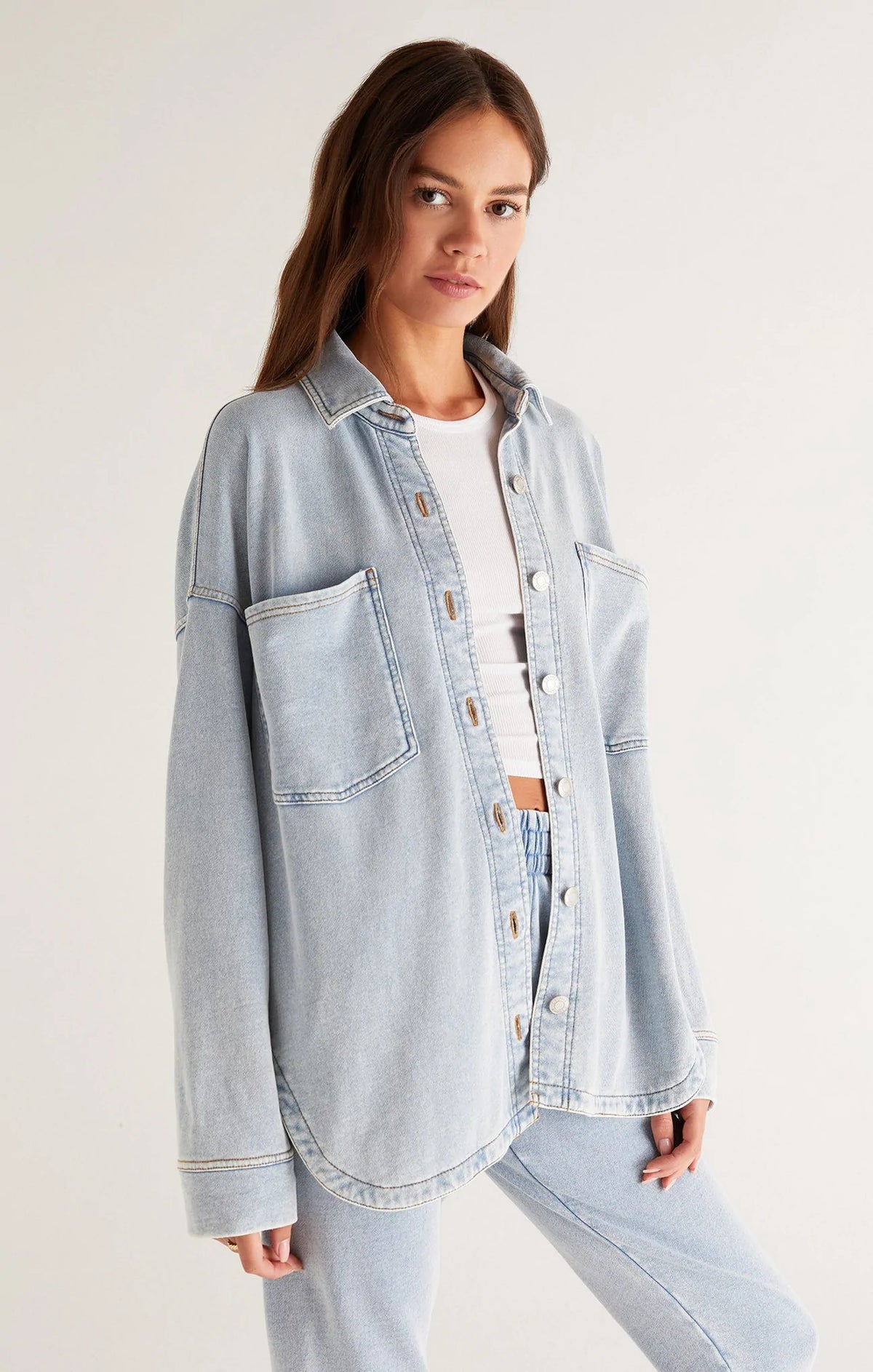 Z SUPPLY - ALL DAY KNIT DENIM JACKET WASHED INDIGO